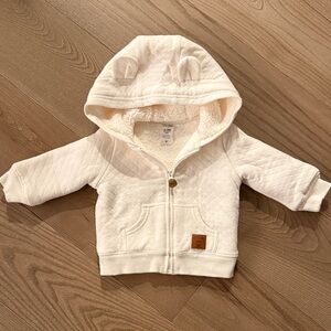 Simple Cream Quilted Kids Hoodie
